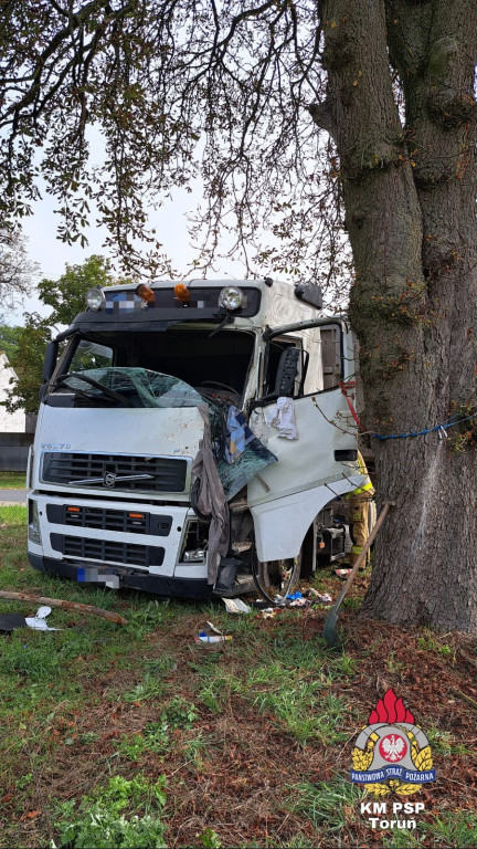 Wypadek ciężarówki pod Toruniem