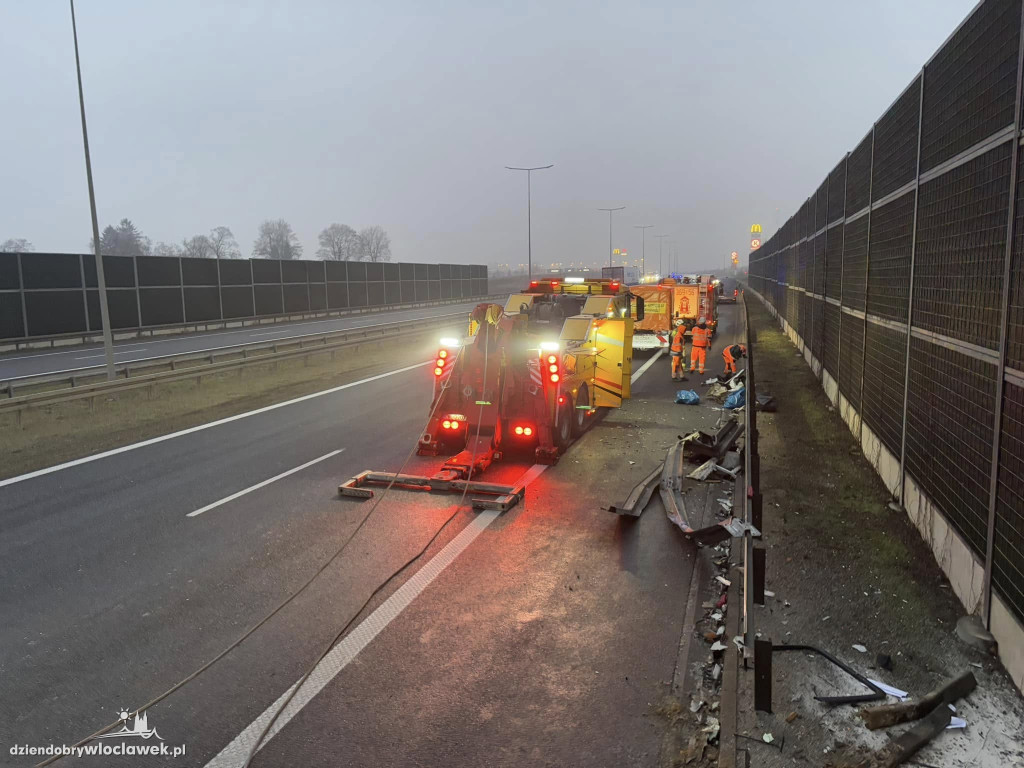 Zderzenie ciężarówek na autostradzie A1