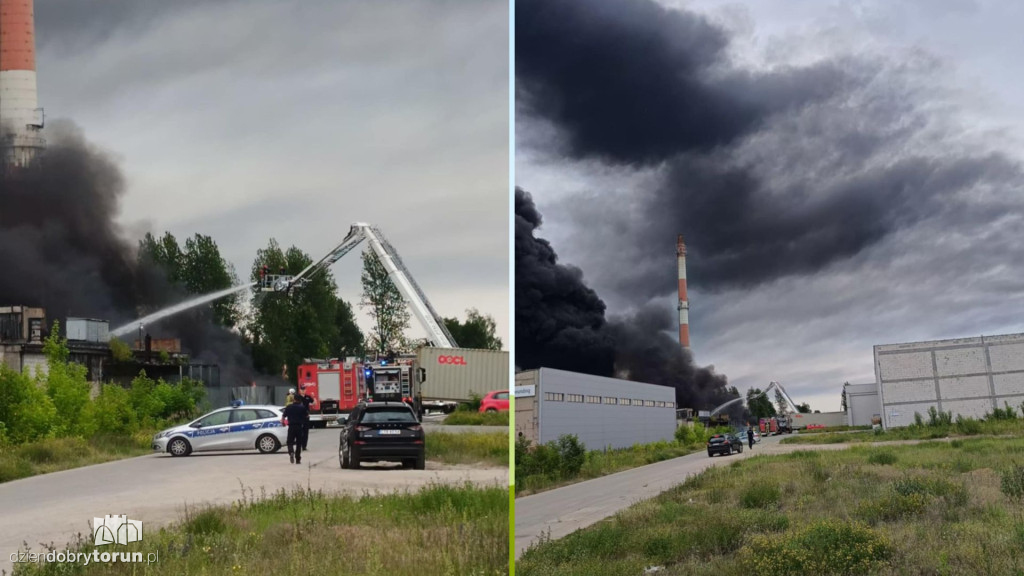 Pożar na składowisku opon w Toruniu