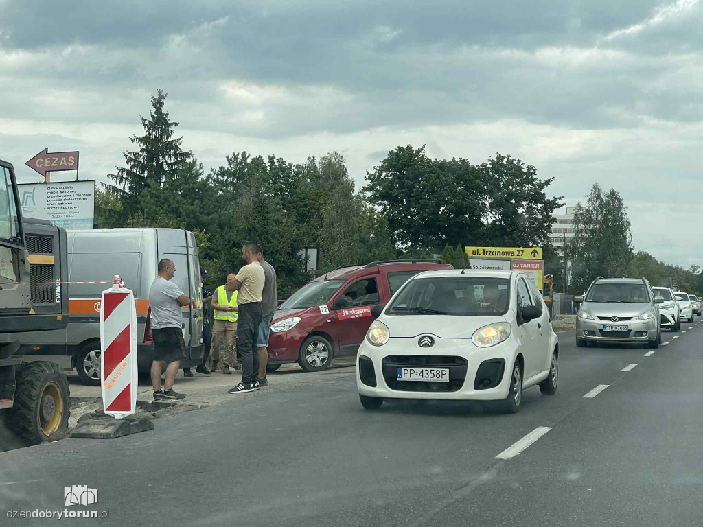 Awaria gazociągu na lewobrzeżu w Toruniu