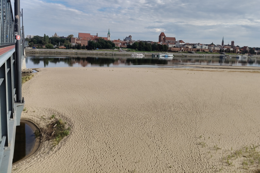 Niski stan Wisły w Toruniu