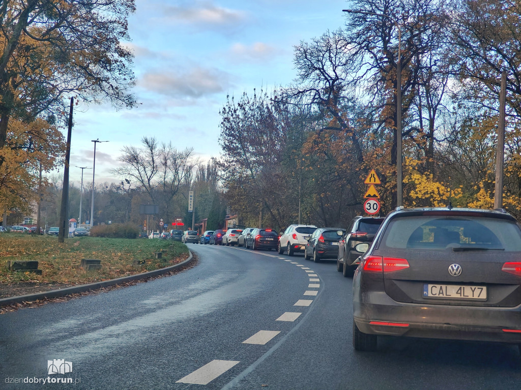 Korki na lewobrzeżu w Toruniu