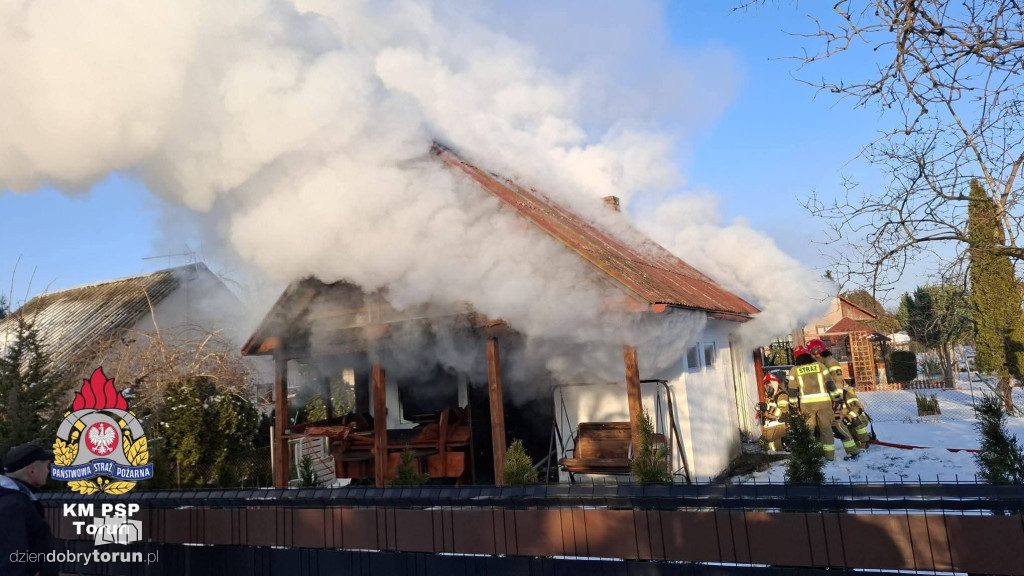 Pożar domku letniskowego w Rogówku