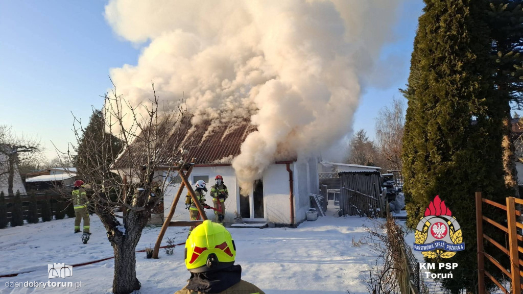 Pożar domku letniskowego w Rogówku