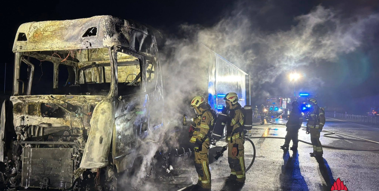 Pożar na autostradzie A1 pod Toruniem