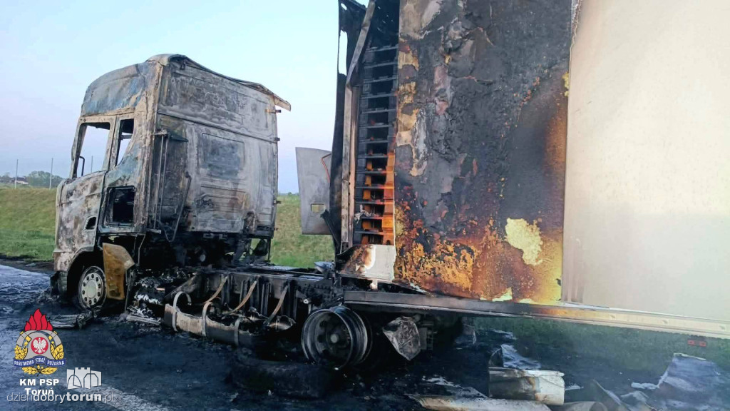 Pożar na autostradzie A1 pod Toruniem