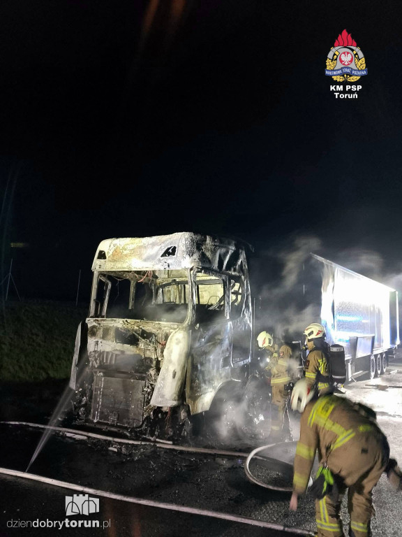 Pożar na autostradzie A1 pod Toruniem