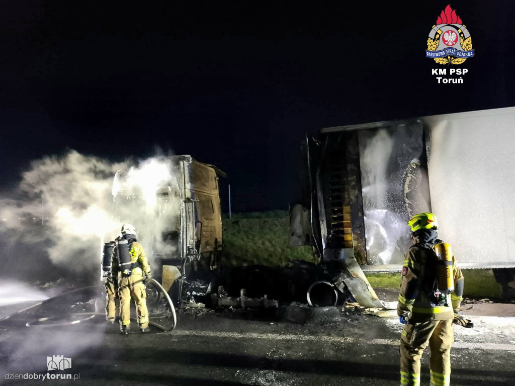 Pożar na autostradzie A1 pod Toruniem