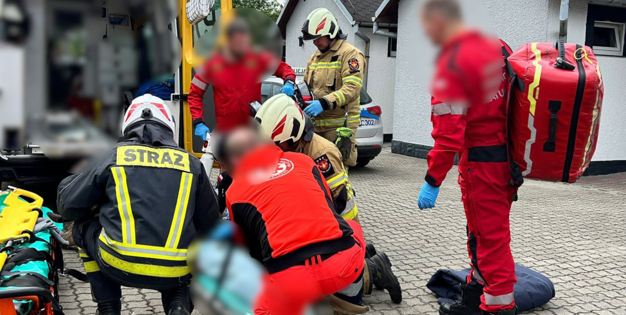 Akcja służb w Ostaszewie po upadku z wysokości