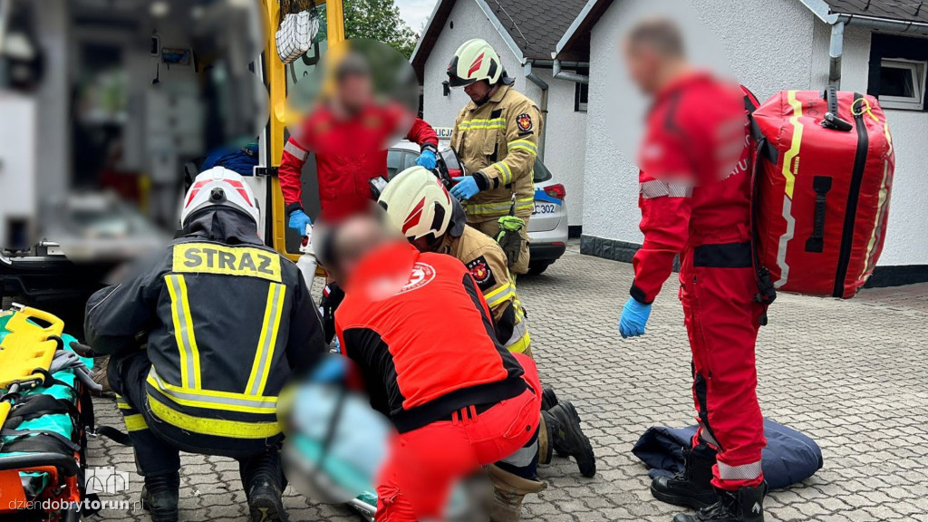 Akcja służb w Ostaszewie po upadku z wysokości