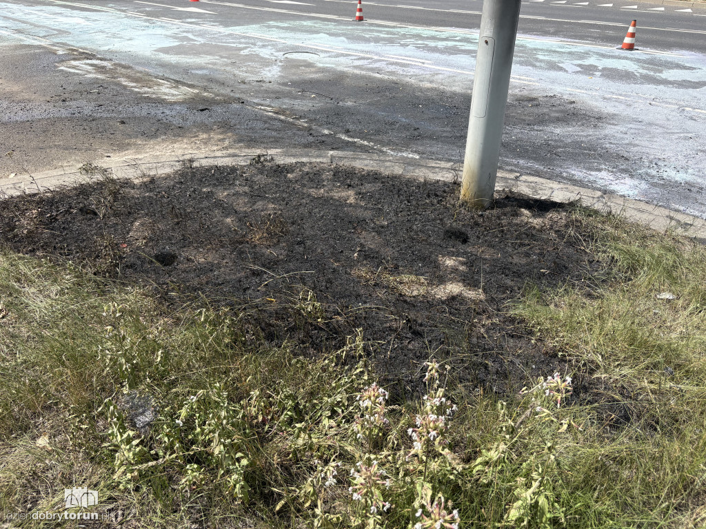 Na Szosie Lubickiej spłonął bus