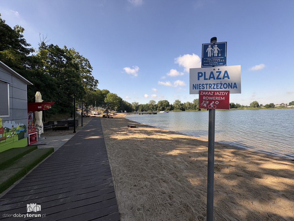 Plaża nad Jeziorem Zamkowym w Wąbrzeźnie
