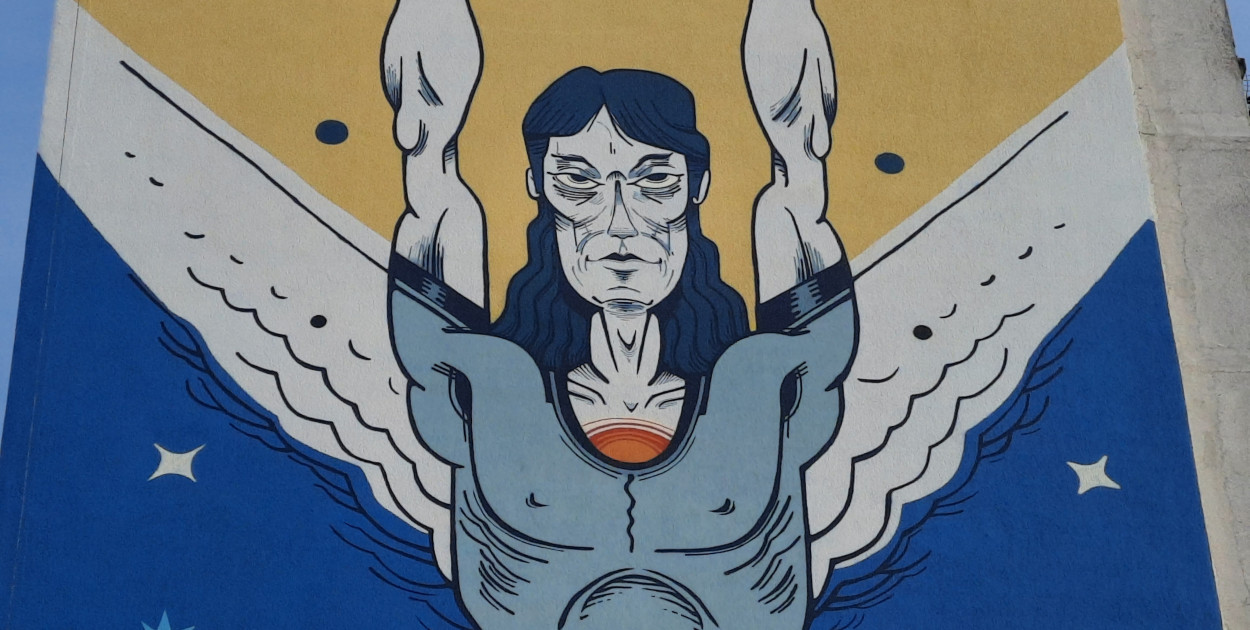Mural przy Suleckiego 2, autorstwa Andrzeja Poprostu. Fot: Weronika Polichnowska