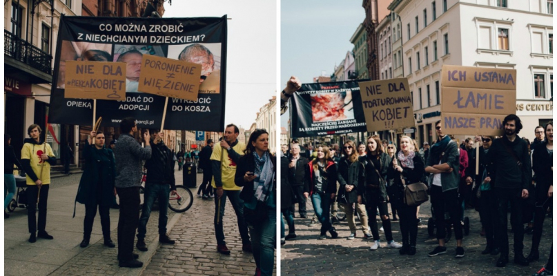 Pierwszą potyczkę obrońców życia i przeciwników zaostrzenia ustawy aborcyjnej mieliśmy na początku kwietnia na Rynku Staromiejskim, fot. Sonia Tlili