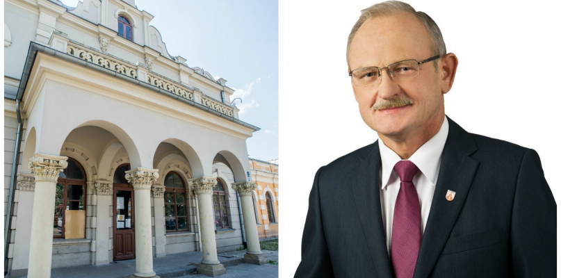 Na zdjęciu od lewej dworzec w Aleksandrowie Kujawskim, burmistrz miasta dr Andrzej Cieśla. Fot. nadesłane, Tomasz Berent