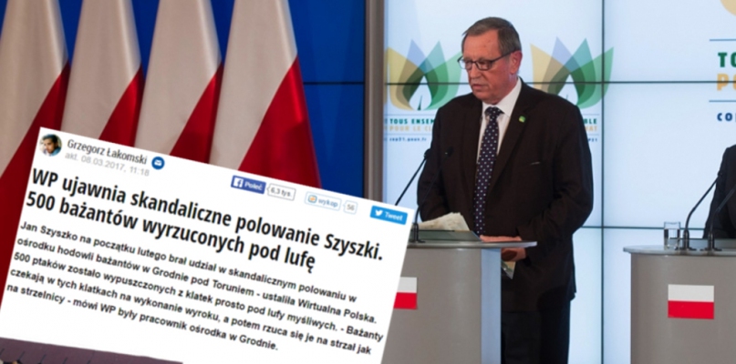 Informacje dotyczące polowania z udziałem ministra środowiska Jana Szyszki ujawniła Witrualna Polska, fot. P. Tracz/KPRM
