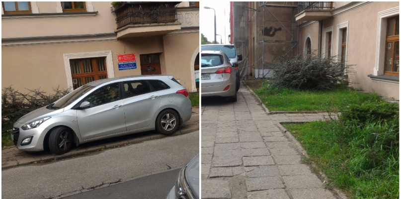 W taki sposób radny zaparkował na ul. Gałczyńskiego. Tłumaczy jednak, że zatrzymał się na dwie minuty, fot. nadesłane