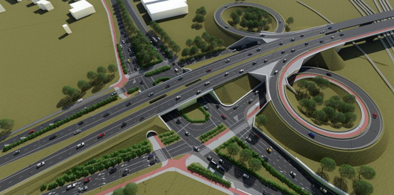 Tak ma wyglądać węzeł trasy mostowej i średnicowej. Projekt Biura Projektów Budownictwa Komunalnego z Gdańska. Źródło: Miejski Zarząd Dróg w Toruniu