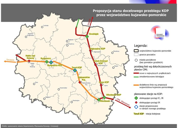 graf. UMWKP. Zabiegany przebieg KDP w Kujawsko-Pomorskiem 