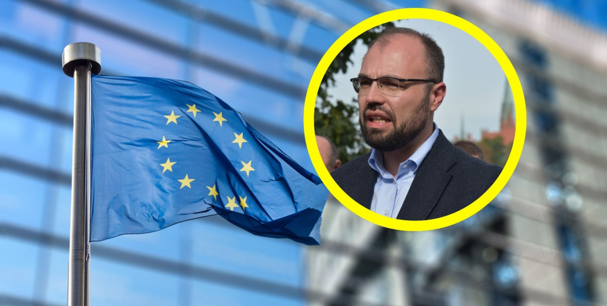 Flaga Unii Europejskiej: Zdjęcie ilustracyjne. Depositphotos; poseł Krzysztof Szczucki fot: Daniel Wiśniewski