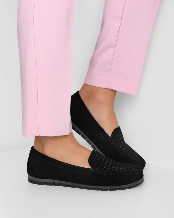 Czarne mokasyny damskie zamszowe