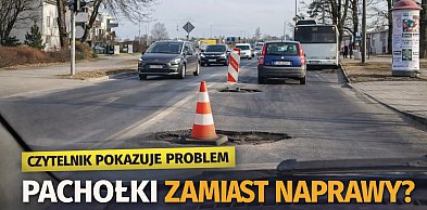 Dziura w drodze i… pachołek. Kierowcy pokazują, MZD odpowiada