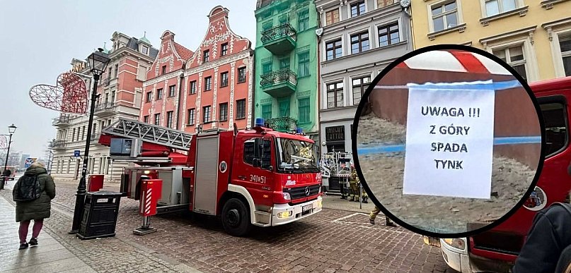 Z OSTATNIEJ CHWILI | Huk na starówce. Z kamienicy runął fragment elewacji