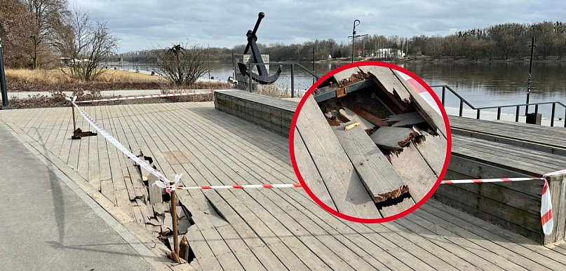 Z OSTATNIEJ CHWILI: Bulwar znów zniszczony! Ślady wskazują na samochód [FOTO]