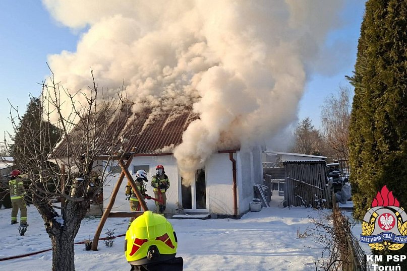 Pożar domku letniskowego w Rogówku