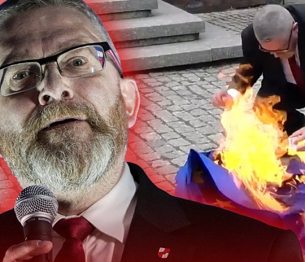 BRAUN wytarł buty we flagę UE, po czym ją spalił. Konsekwencje mogą go zaboleć...